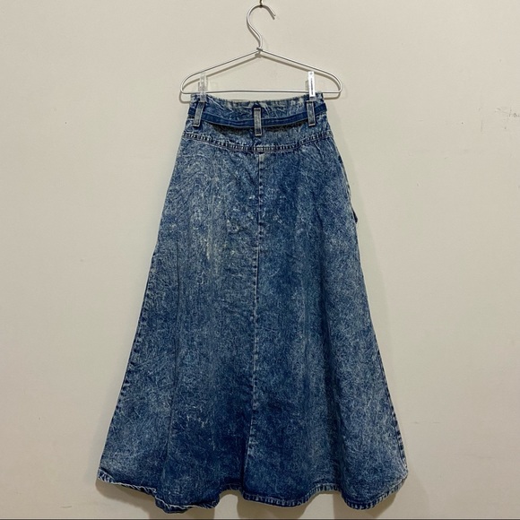 Vintage Denim Belt Long Skirt - Picture 2 of 5